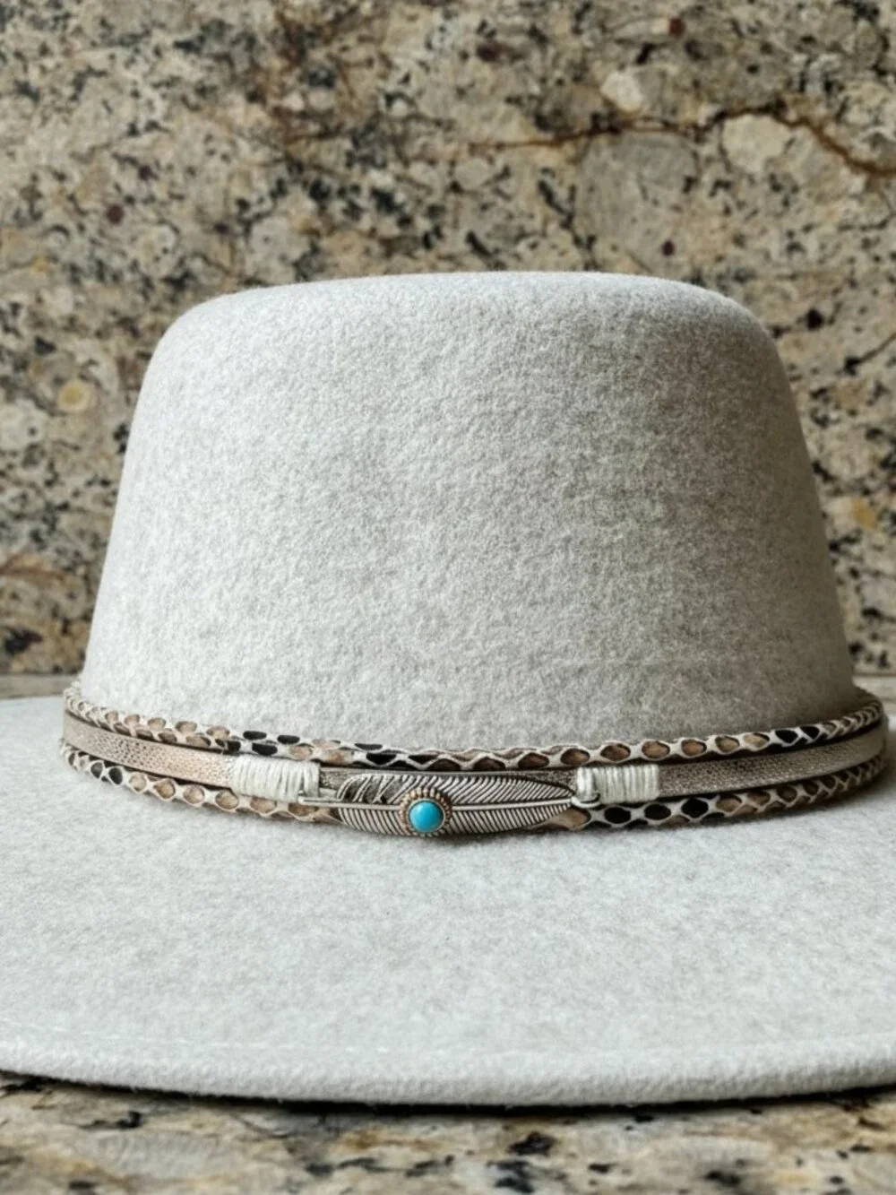 Oatmeal Wide Brim Fedora Hat Boho Western Braided Tassel One Size.
